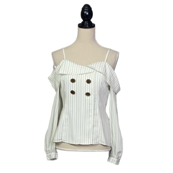 Vava by Joy Han Tops - VaVa by Joy Han Pint Stripe Cold Shoulder Top Sz S